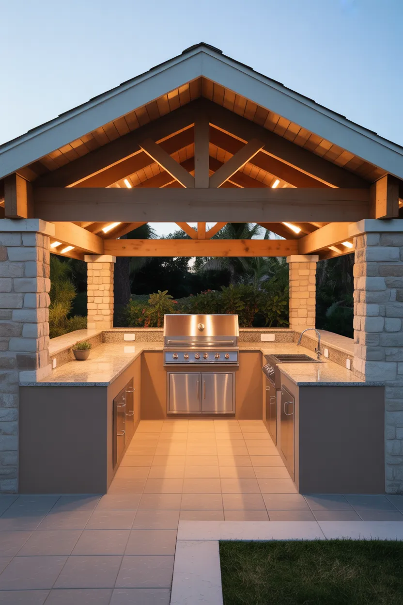 Outdoor BBQ Area With Roof Ideas