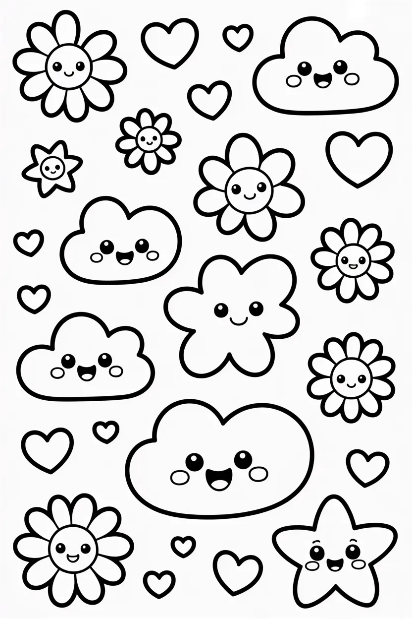 kawaii doodle coloring pages free printable
