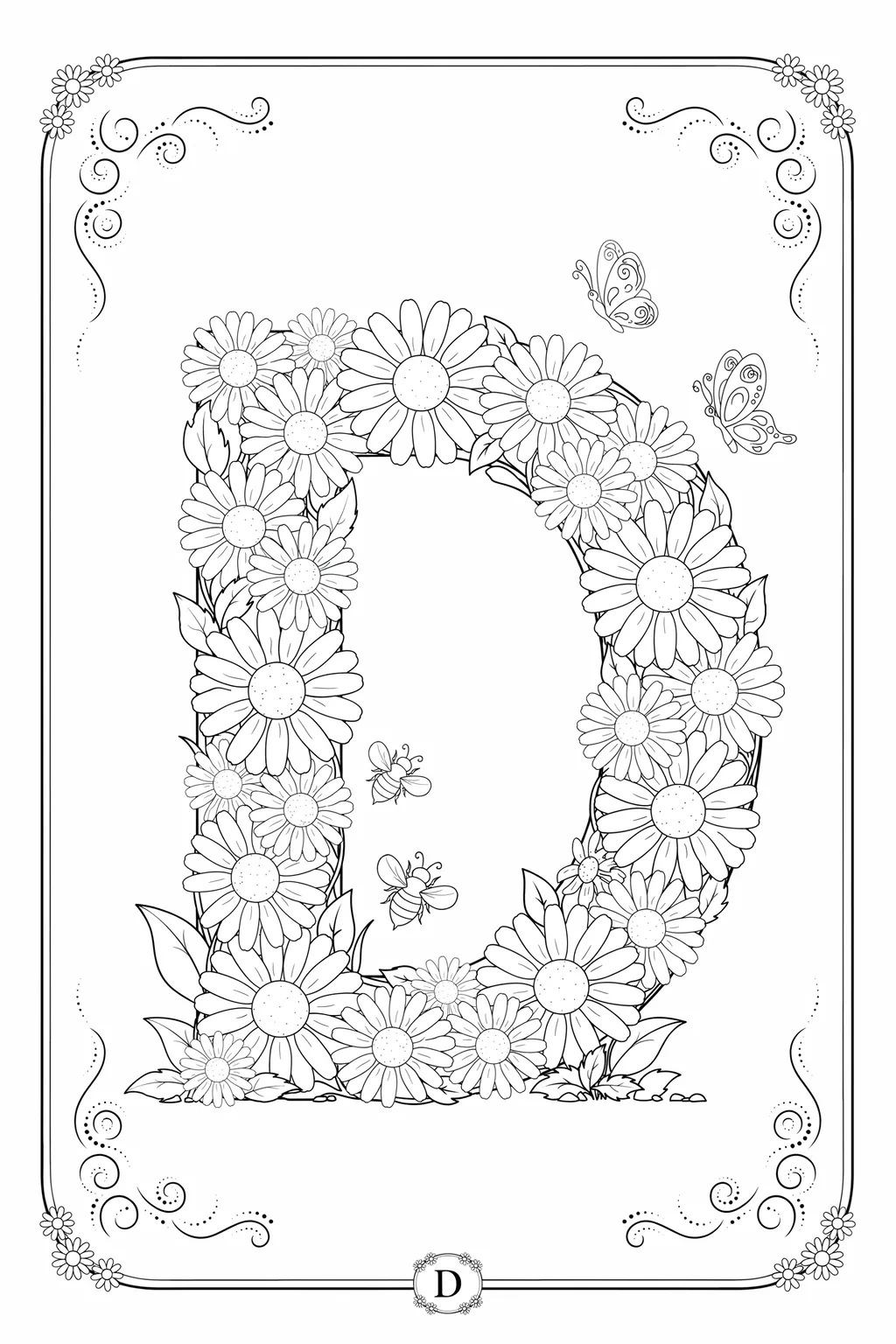 alphabet letter D coloring pages free printable