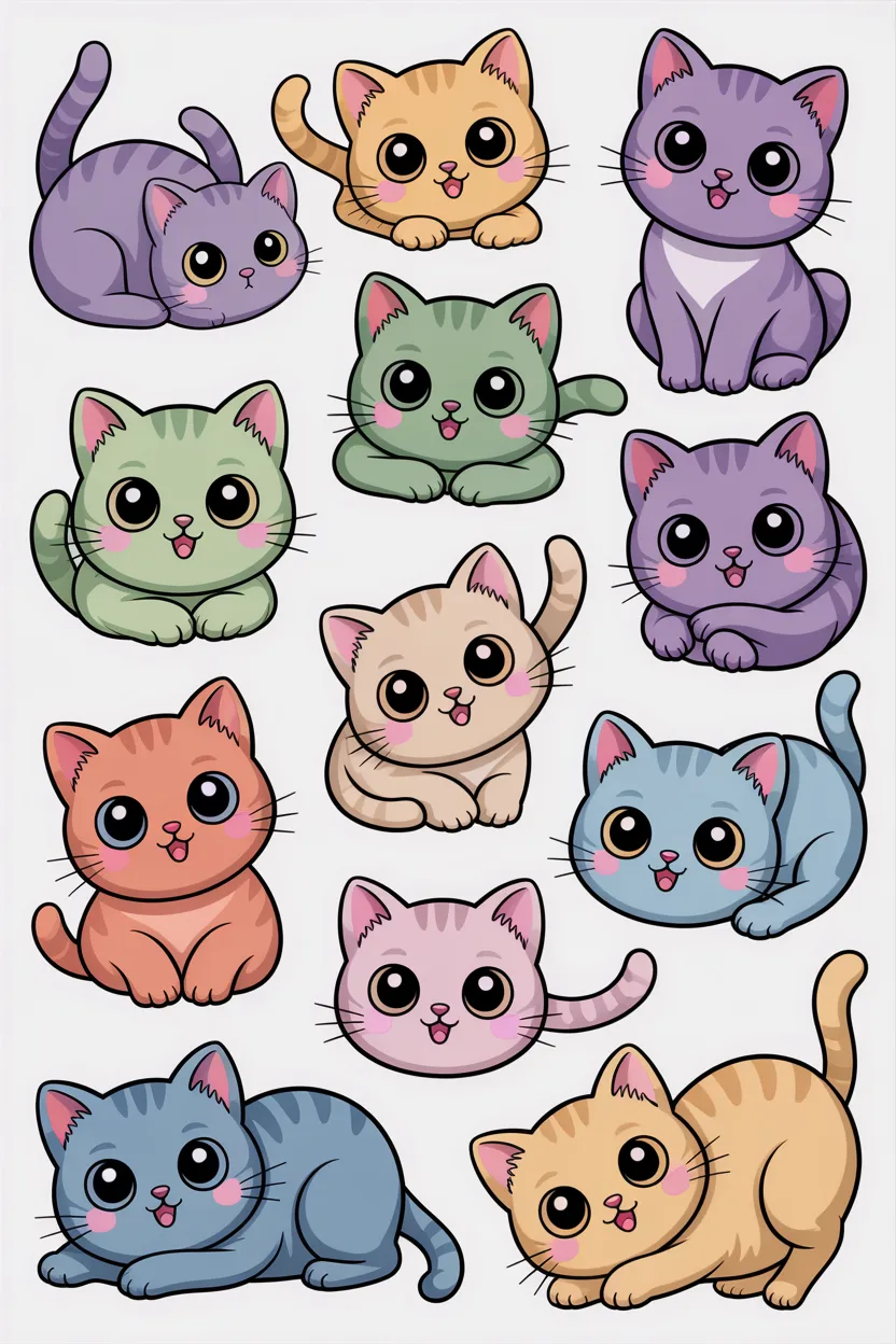 cute kawaii aesthetic sticker set free printable