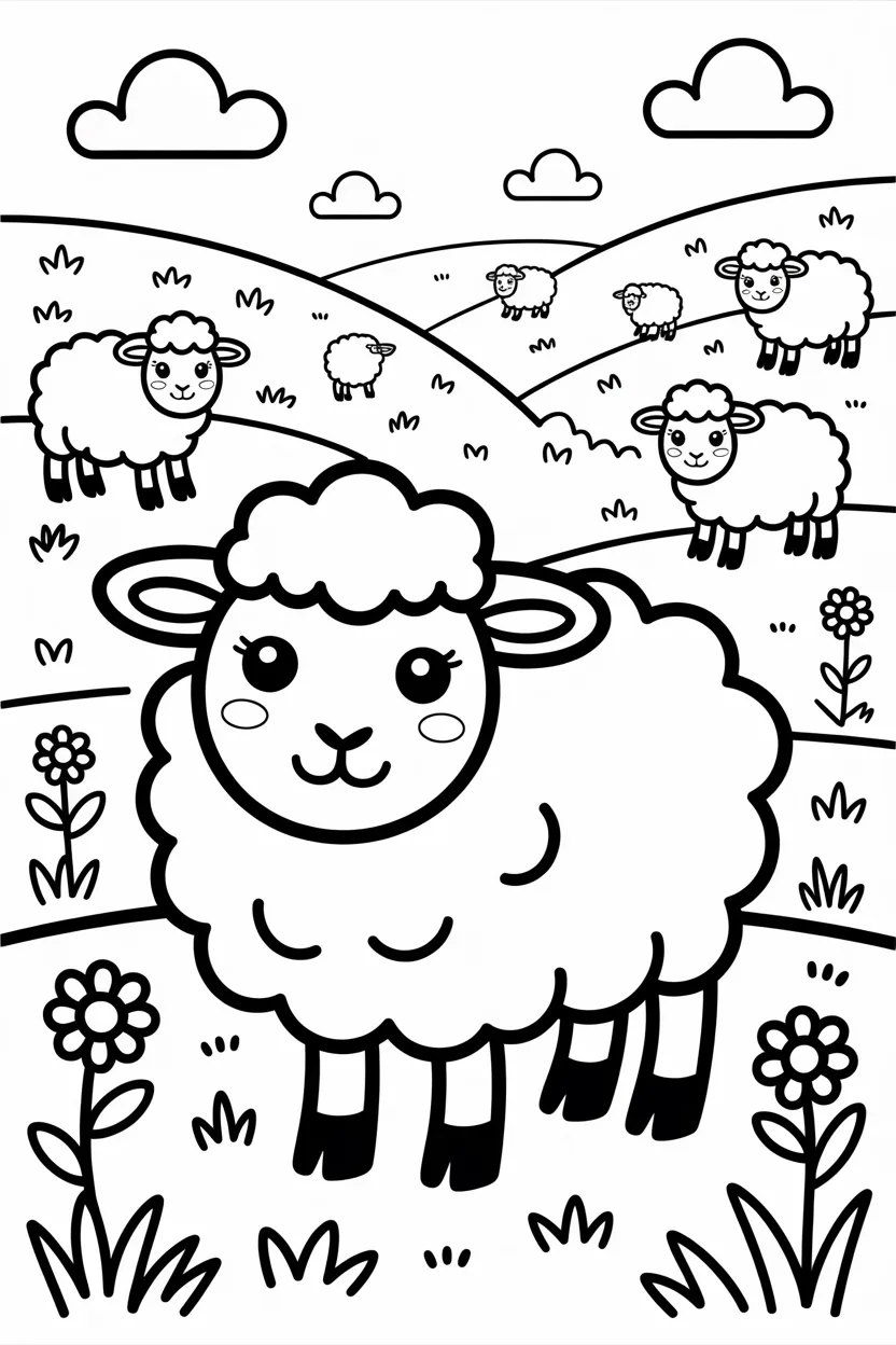 5 Adorable sheep coloring pages free printable
