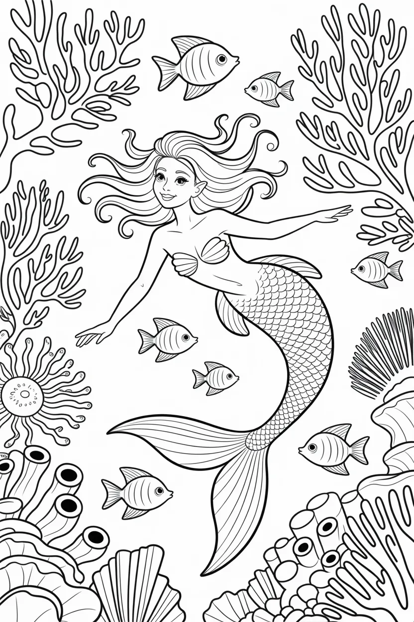 mermaid coloring pages free printable