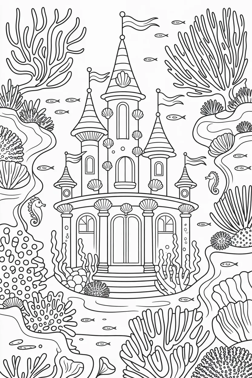 Mermaid palace coloring pages free printable