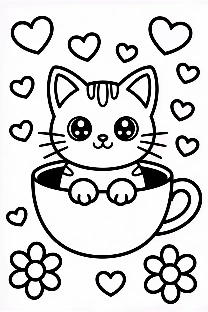 kawaii cat coloring pages free printable