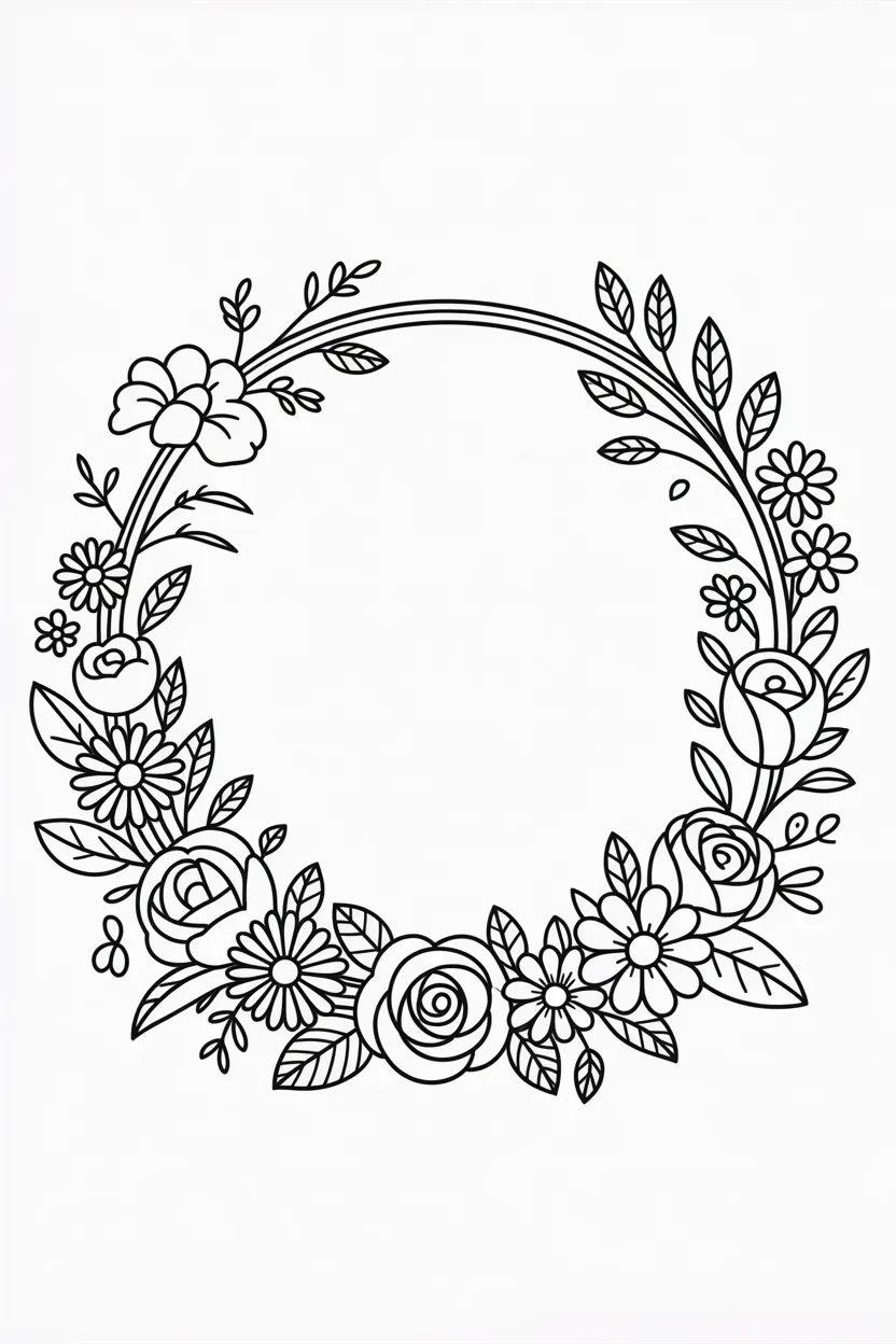 flower wreath coloring pages