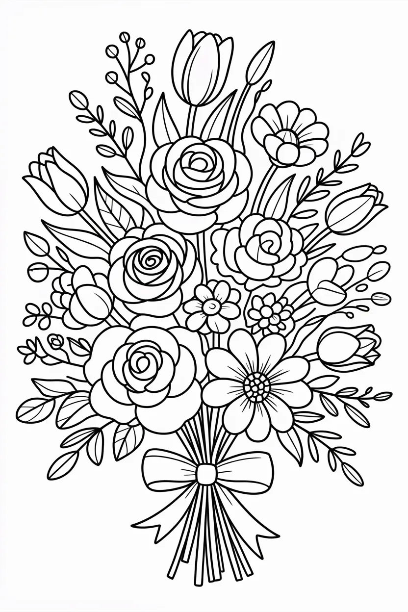 Flowers bouquet coloring pages