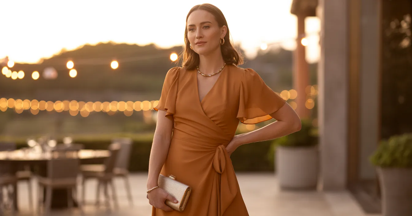 Burnt Orange Wrap Dress