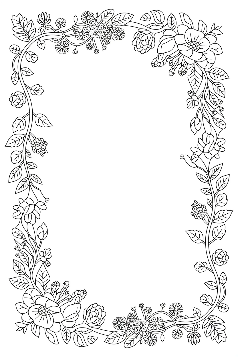 5 Floral Frames Coloring Pages Free Printable
