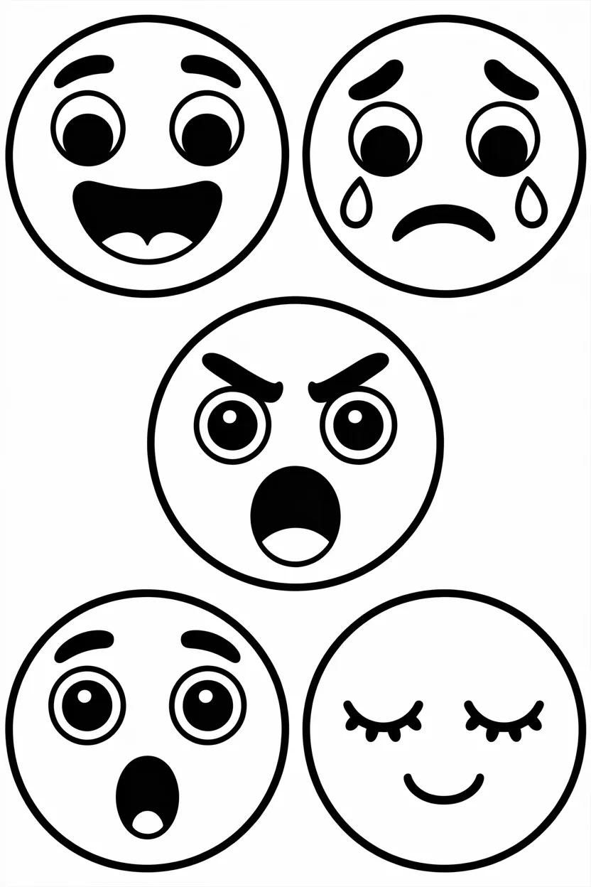 cute cartoon face expressions coloring pages
