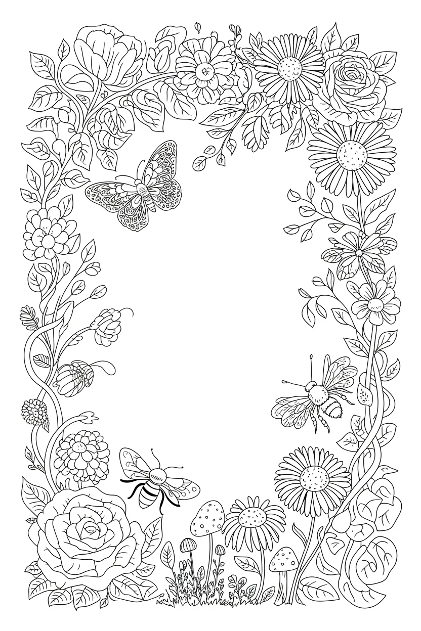 Floral Frame Coloring Pages Free Printable