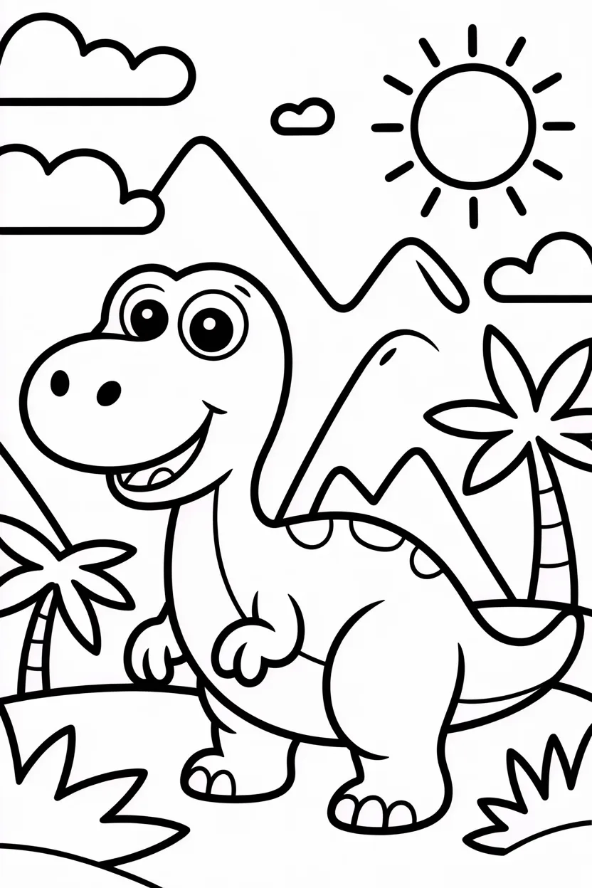 5 Cute Dinosaur coloring pages free printable