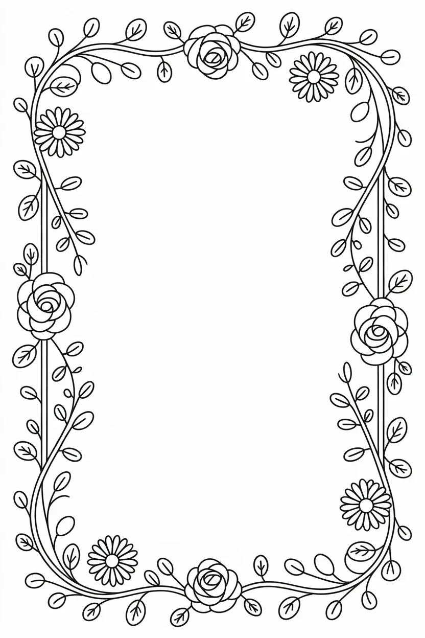 5 Floral Frames Coloring Pages Free Printable