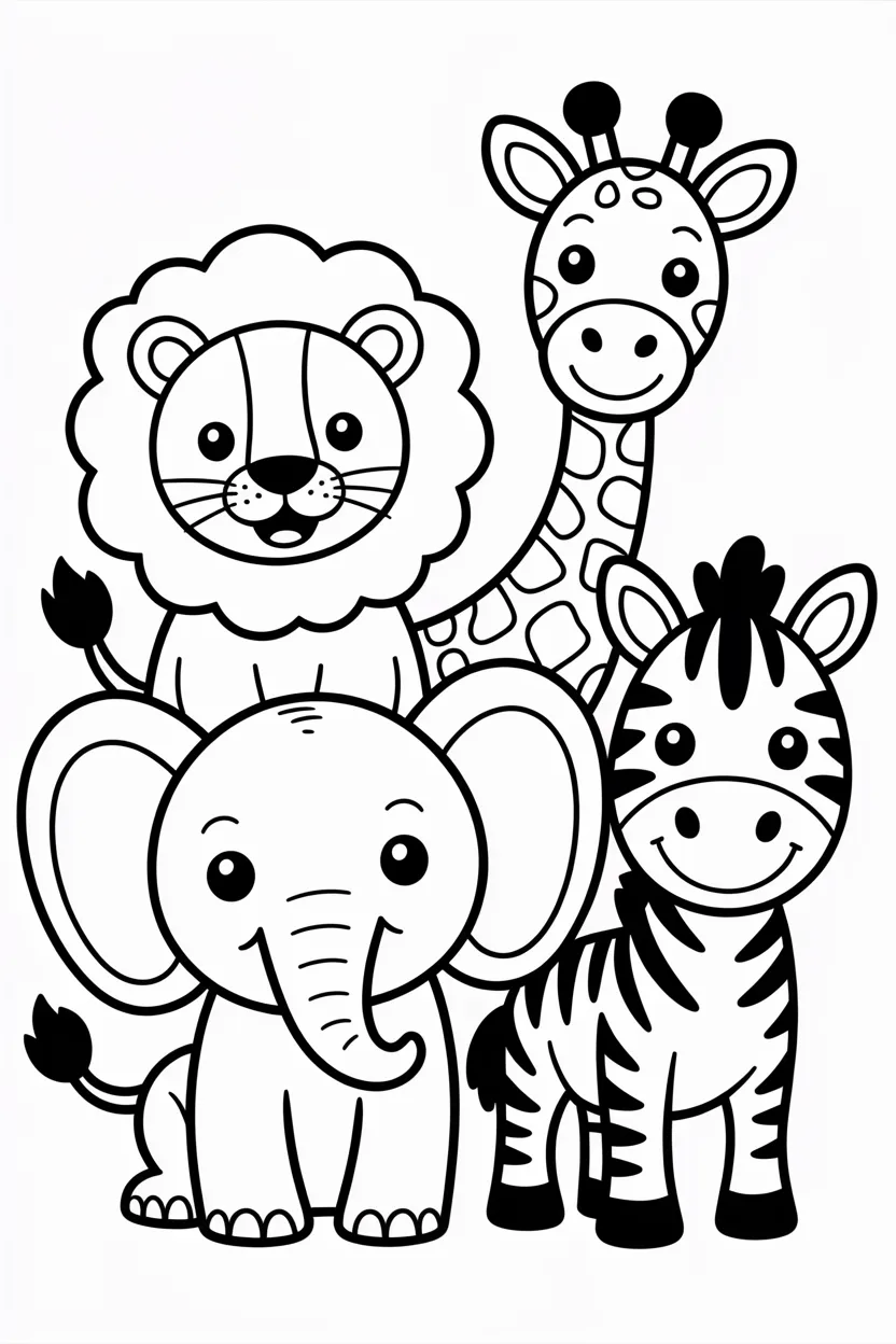 cute safari animals coloring pages
