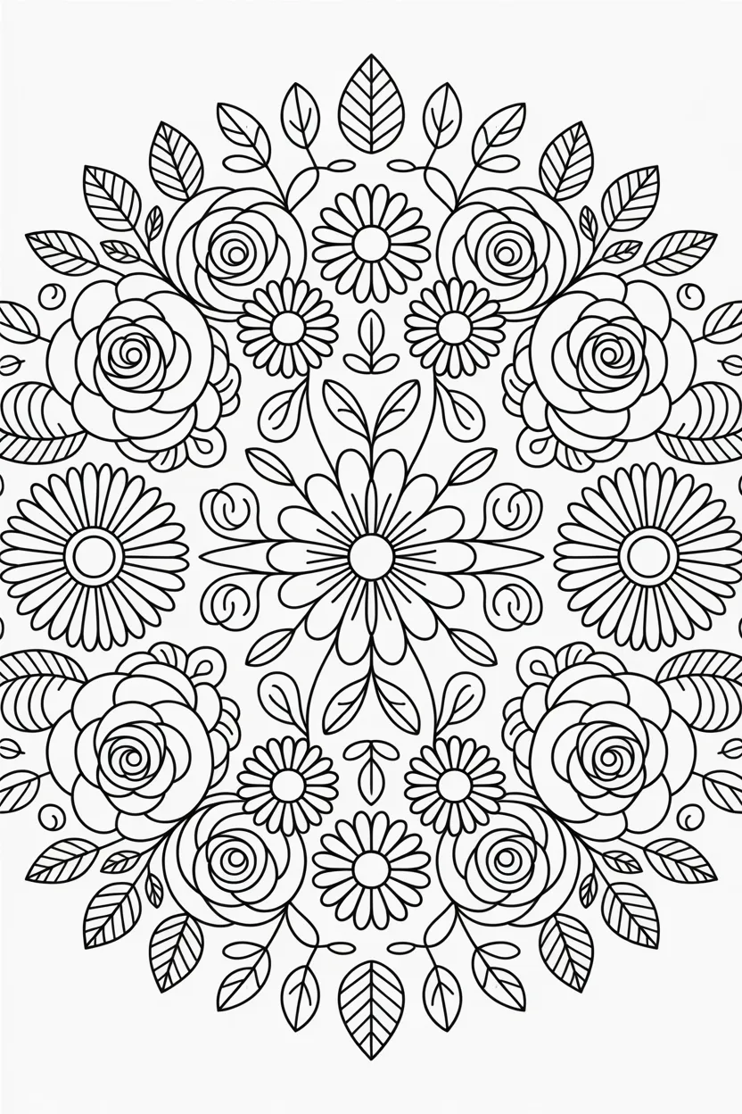 Floral mandala coloring pages