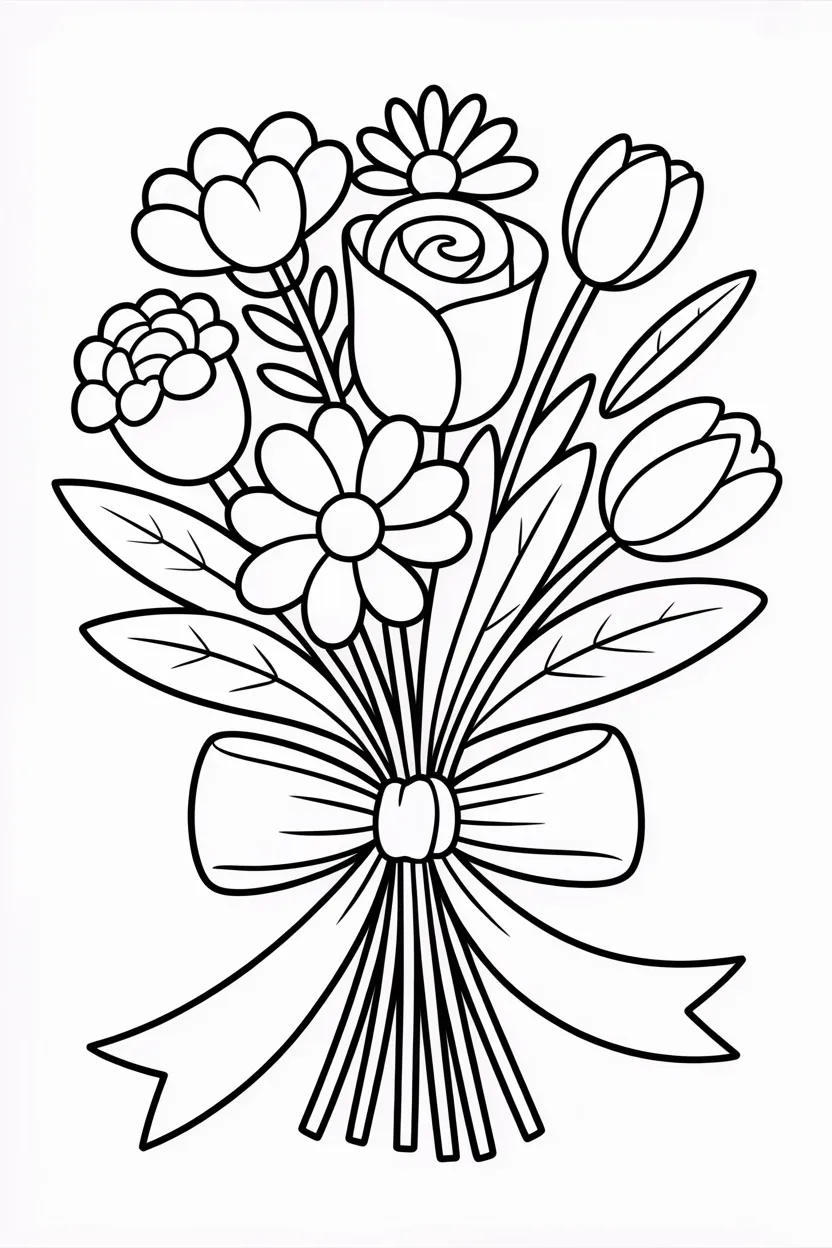cute flower bouquet coloring pages free printable