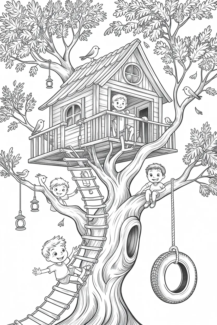 treehouse adventure coloring pages free printable