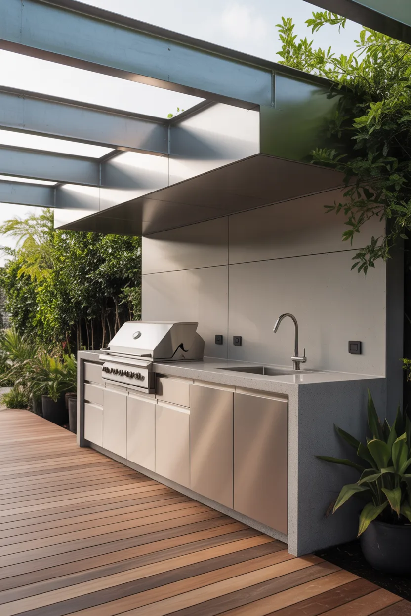 Outdoor BBQ Area With Roof Ideas