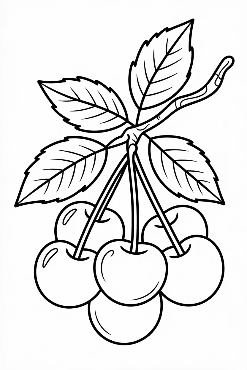 5 Cherries coloring pages free printable