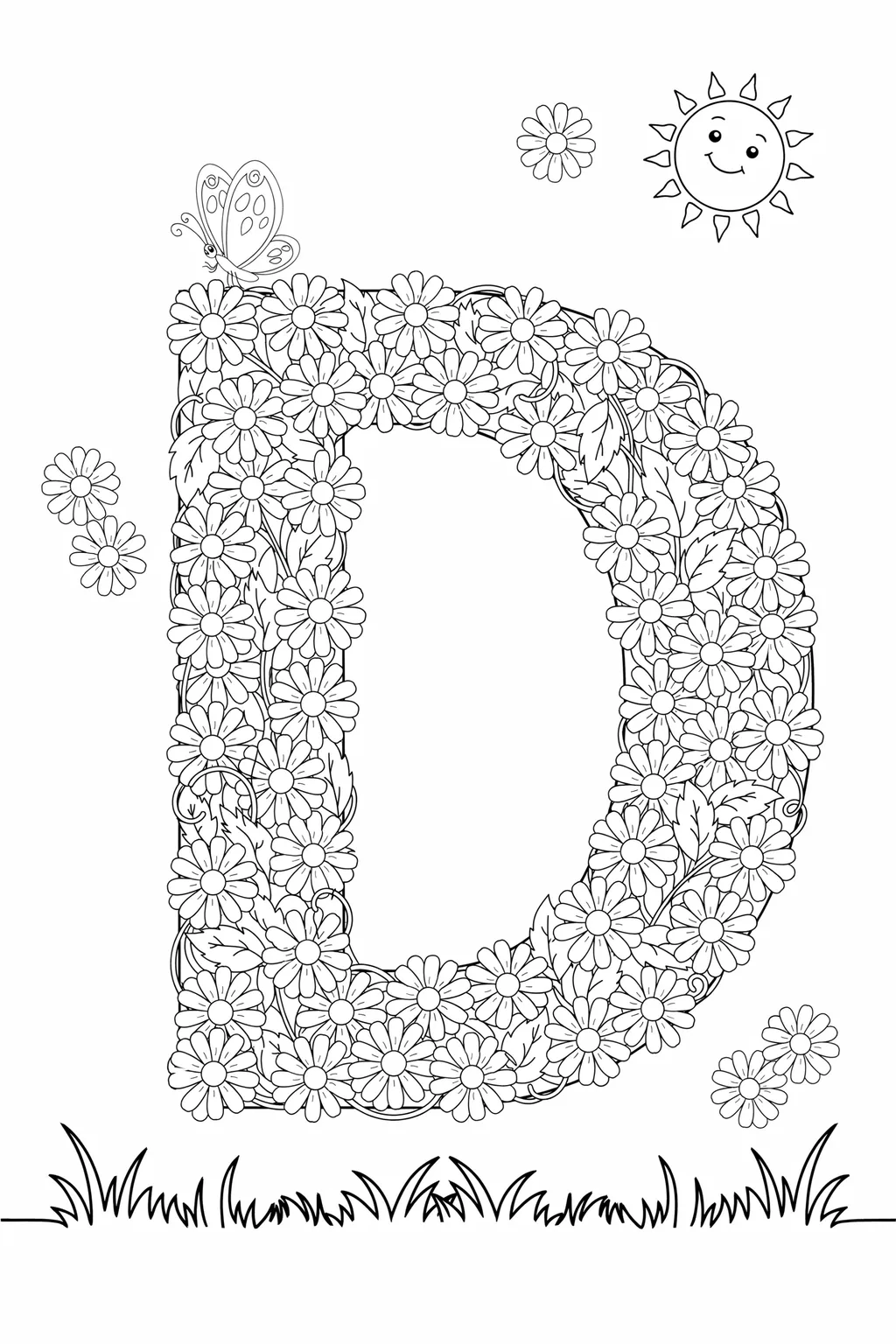 alphabet letter D coloring pages free printable