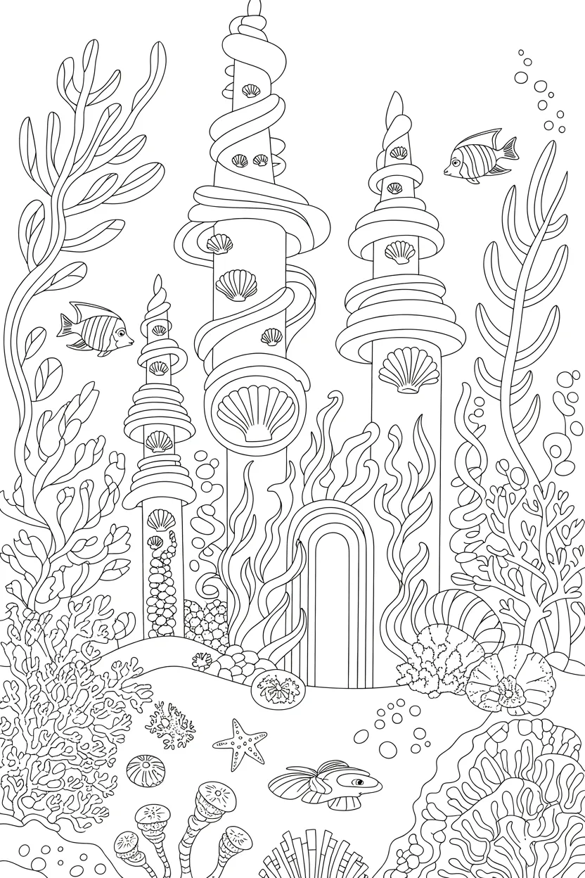 Mermaid palace coloring pages free printable