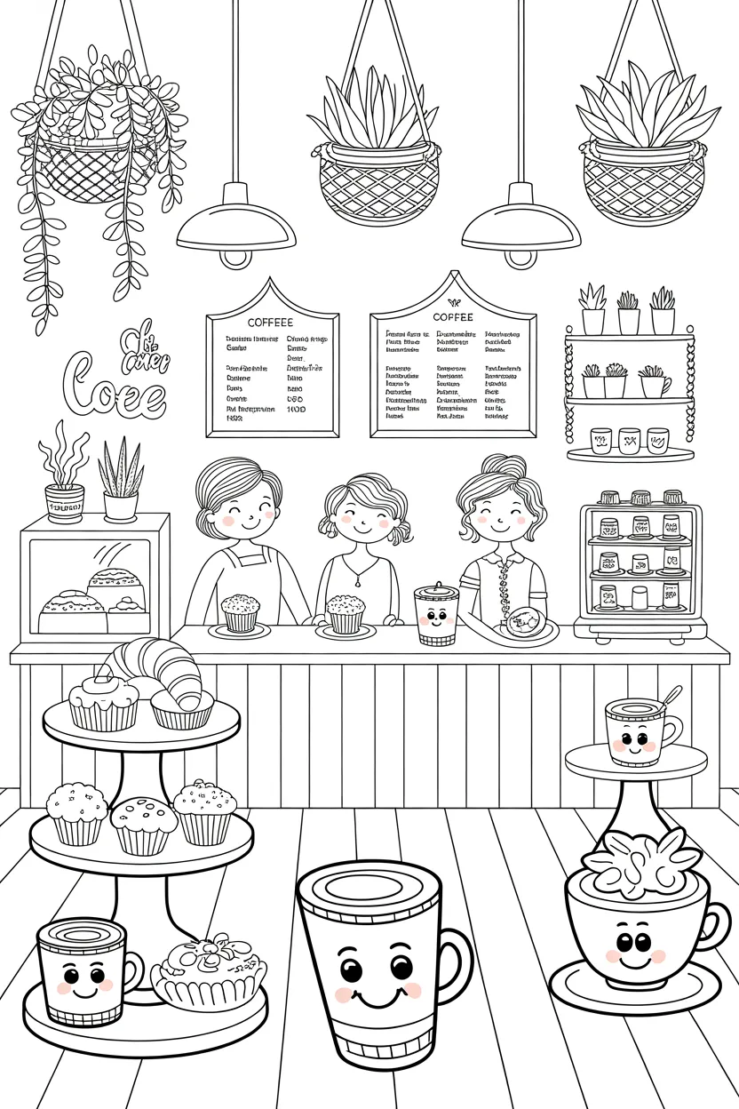  coffee shop coloring pages free printable