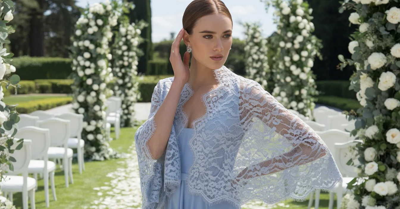 Powder Blue Lace Overlay Dress