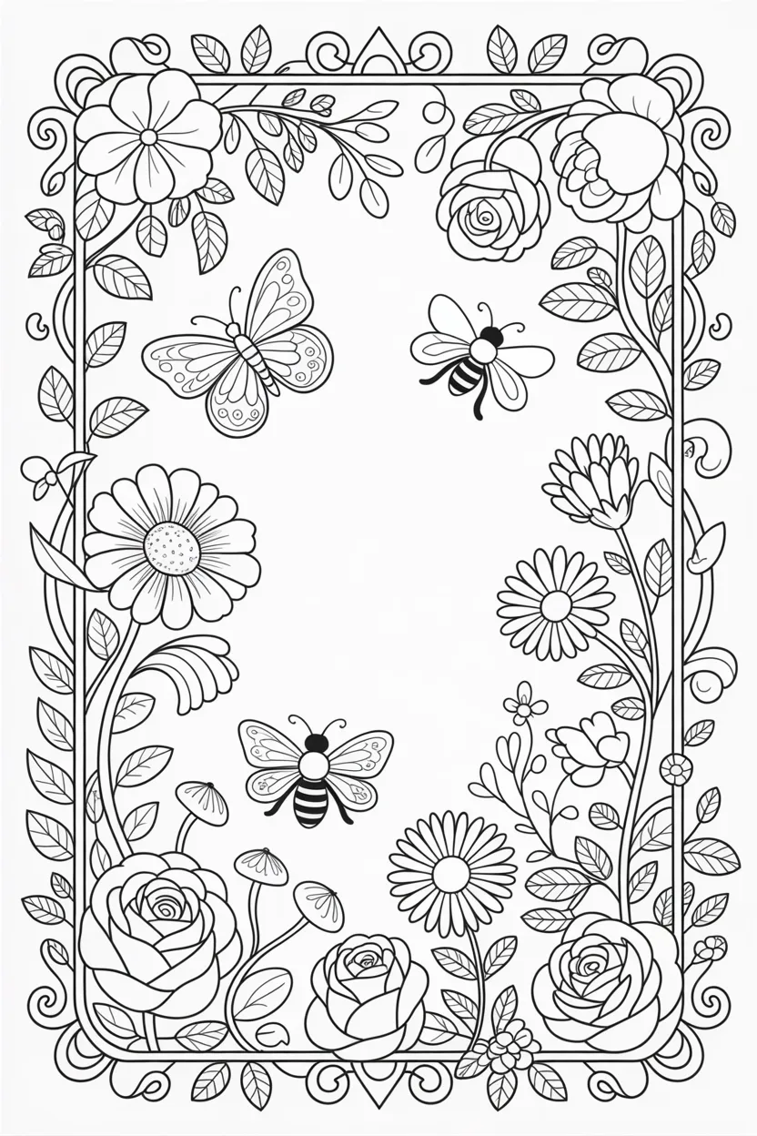 Floral Frame Coloring Pages Free Printable