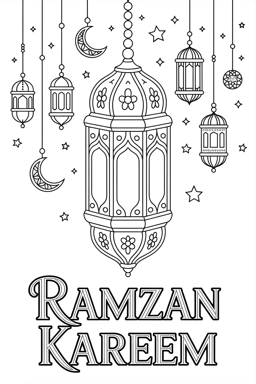 Ramzan lanterns coloring pages free printable