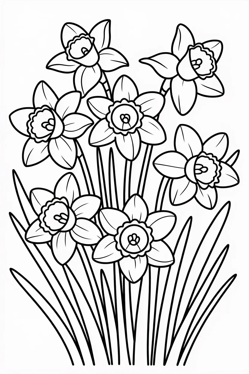5 Daffodils coloring pages free printable