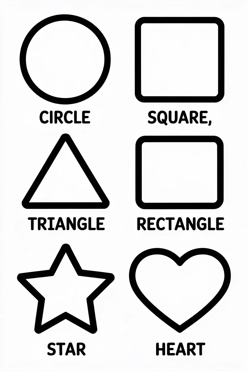5 Shapes coloring pages free printable