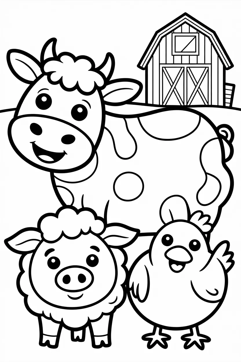 5 Farm animals coloring pages free printable