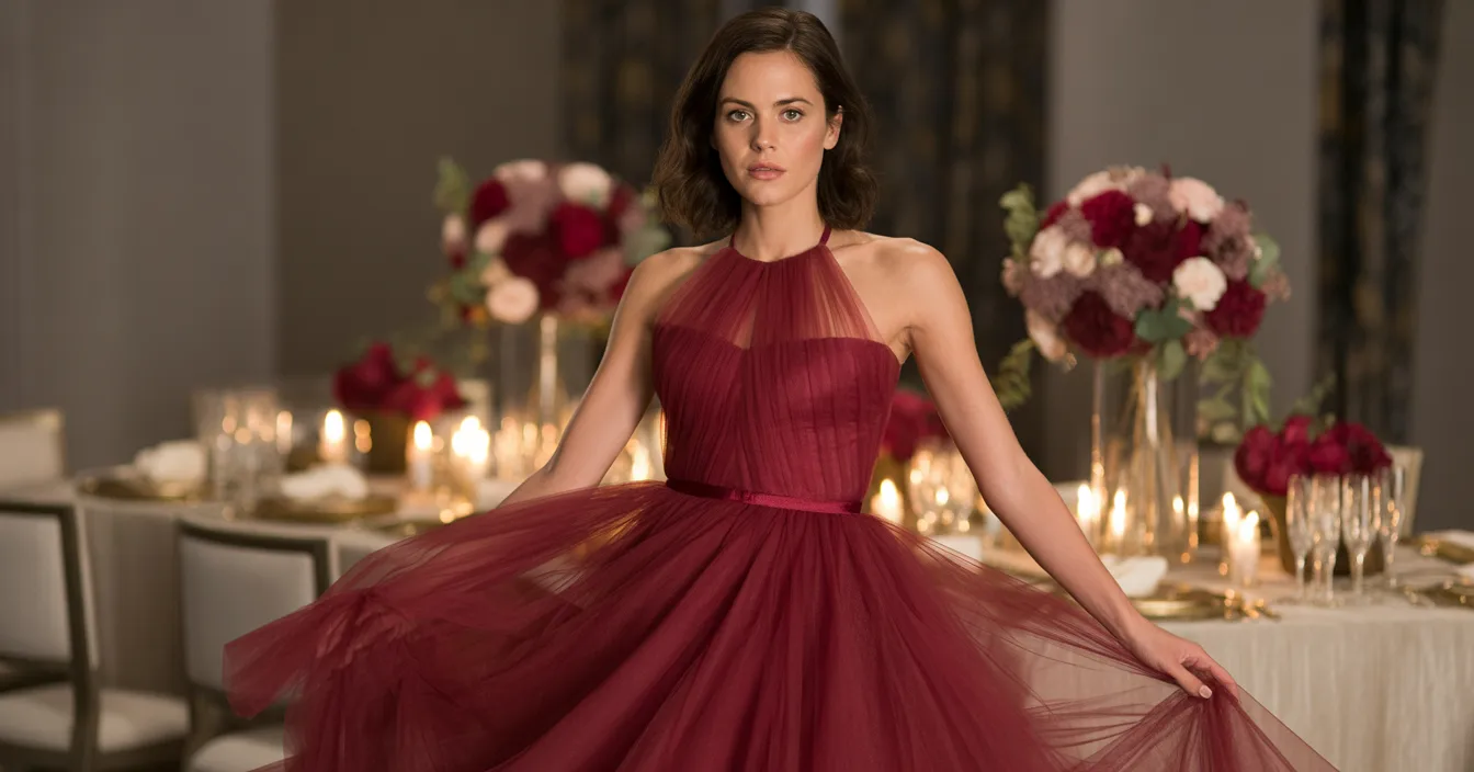 Elegant Burgundy Tulle Birthday Dress