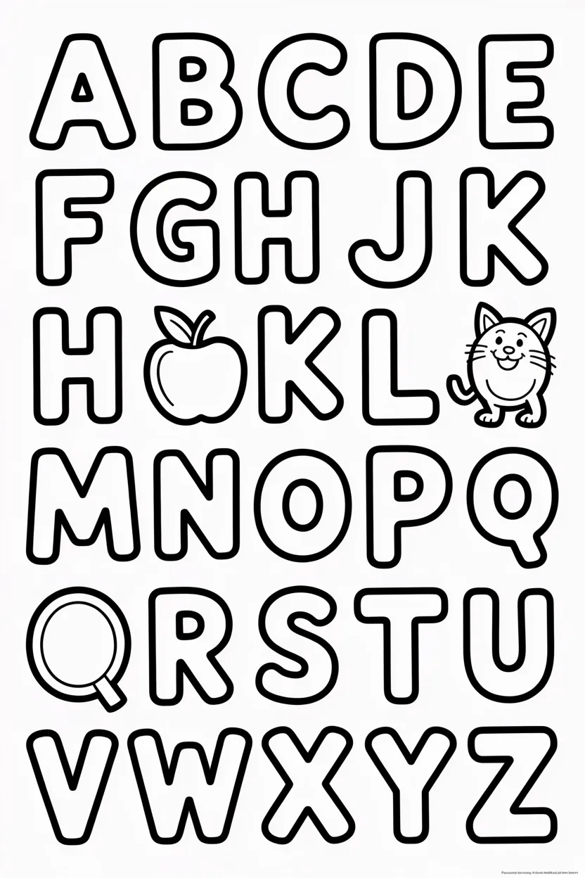 5 Alphabets coloring pages free printable