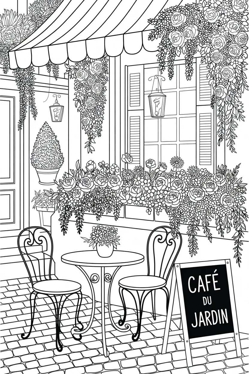 Outdoor Cafe Coloring Pages Free Printable