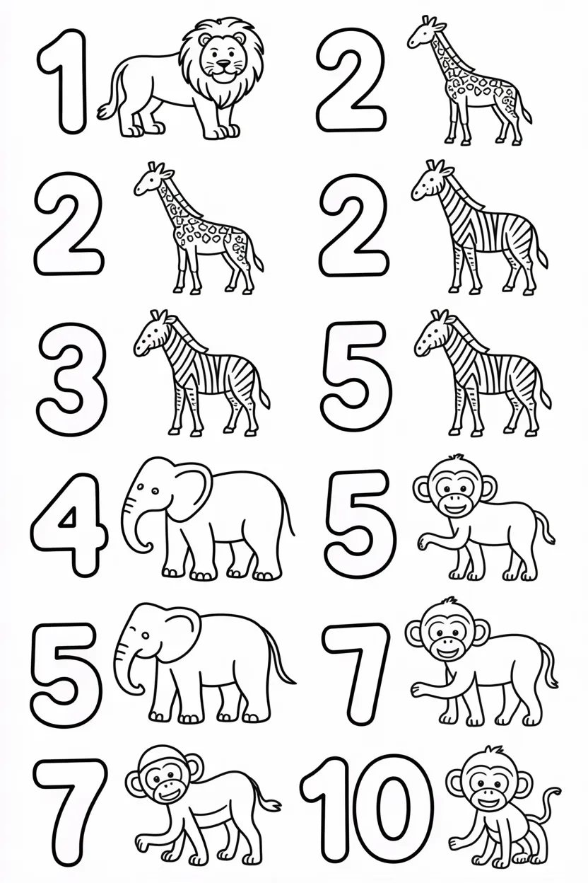 5 Counting coloring pages free printable