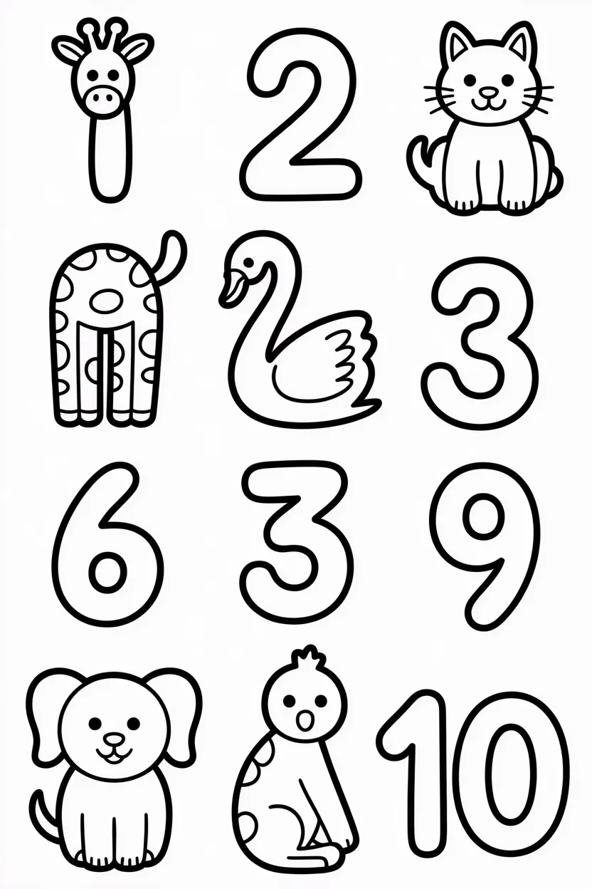 5 Numbers coloring pages free printable