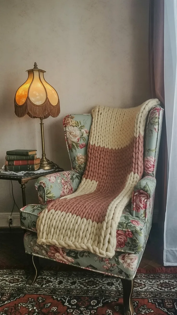 Farmhouse lighting with warm glow in a rustic country interior