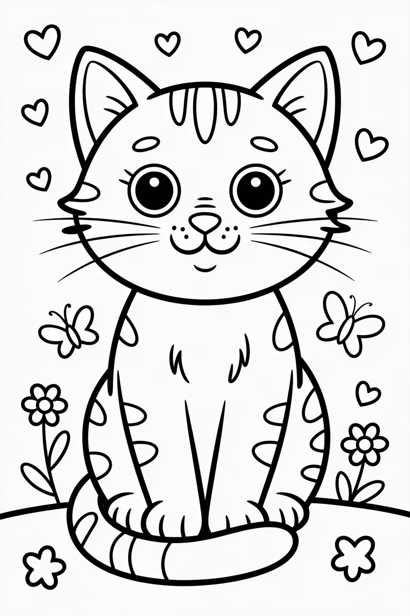 5 Cute Cat coloring pages free printable 