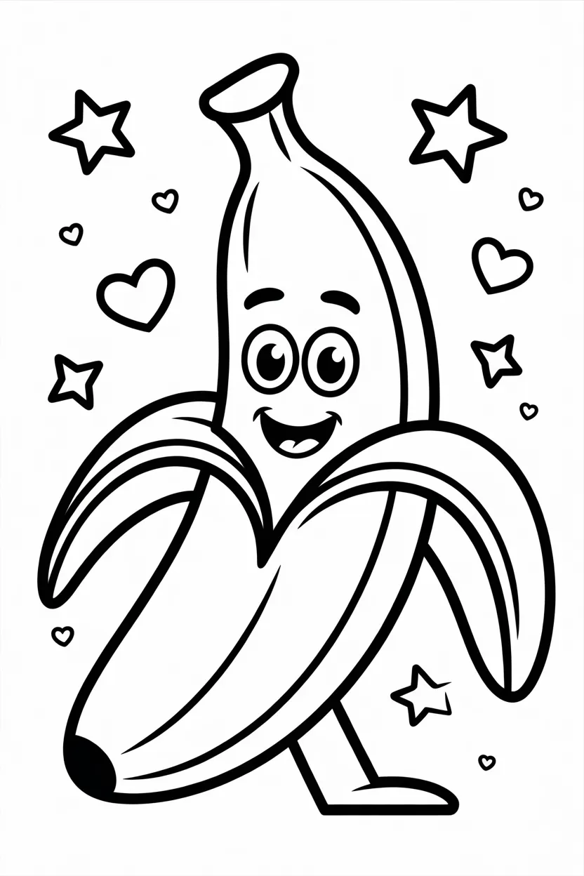 5 Banana coloring pages free printable for kids
