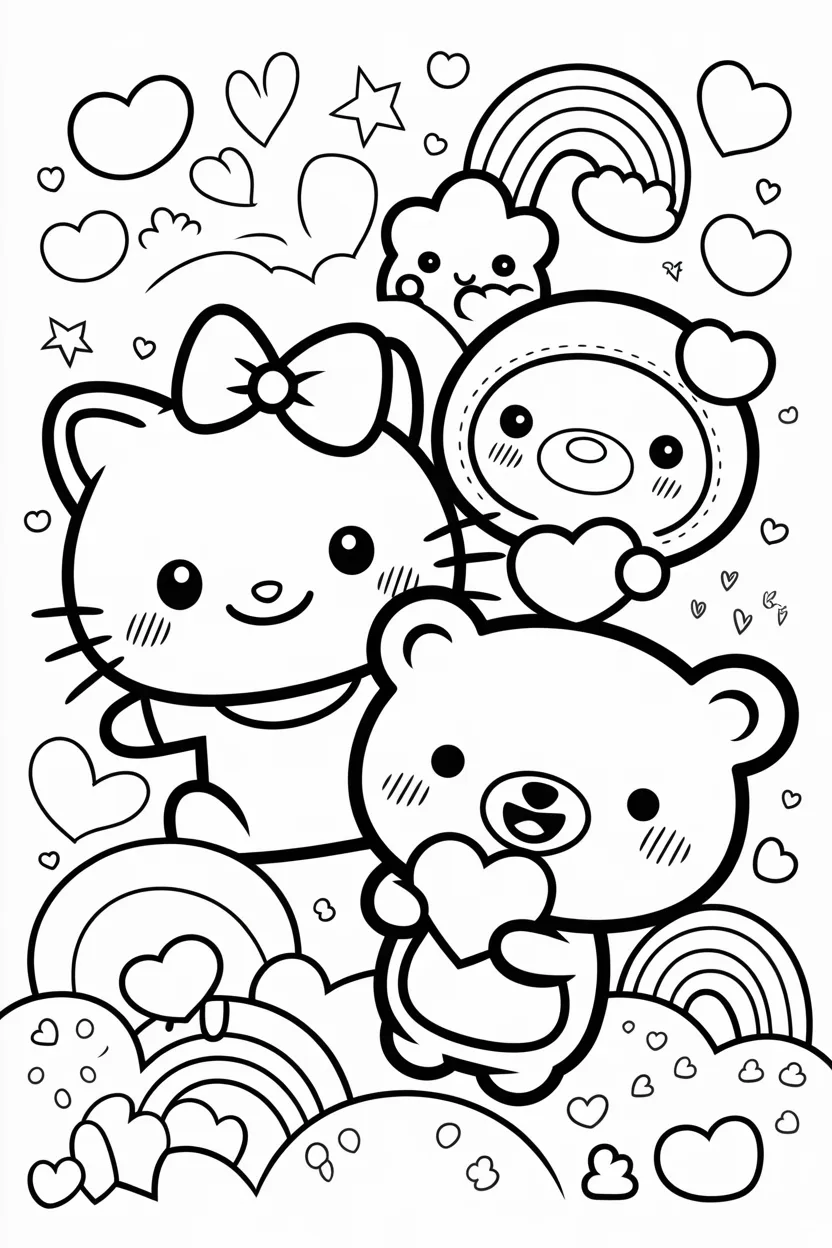 Sanrio characters style coloring pages