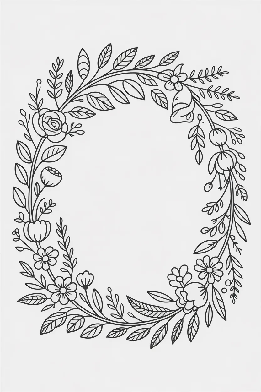 flower wreath coloring pages