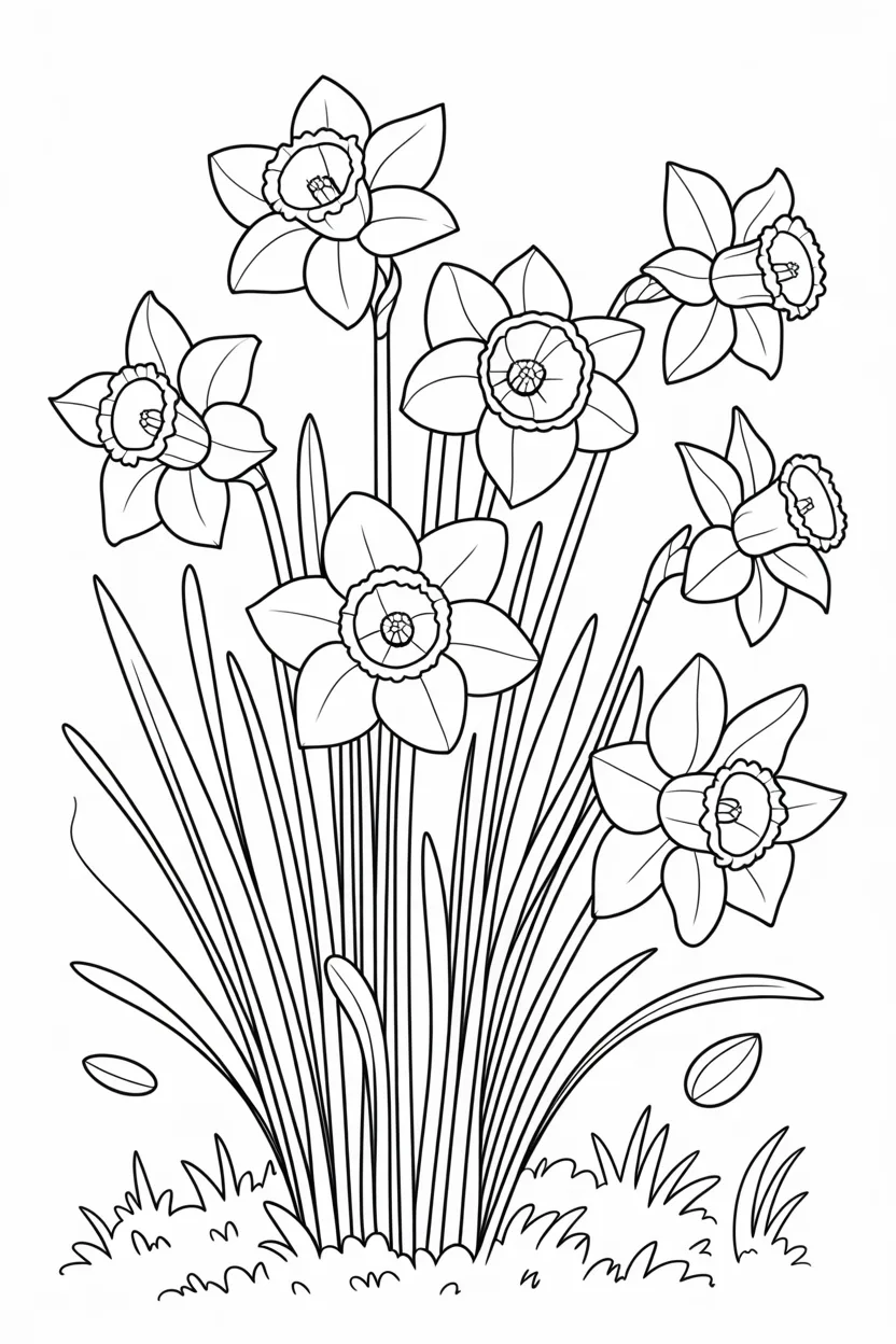 5 Daffodils coloring pages free printable