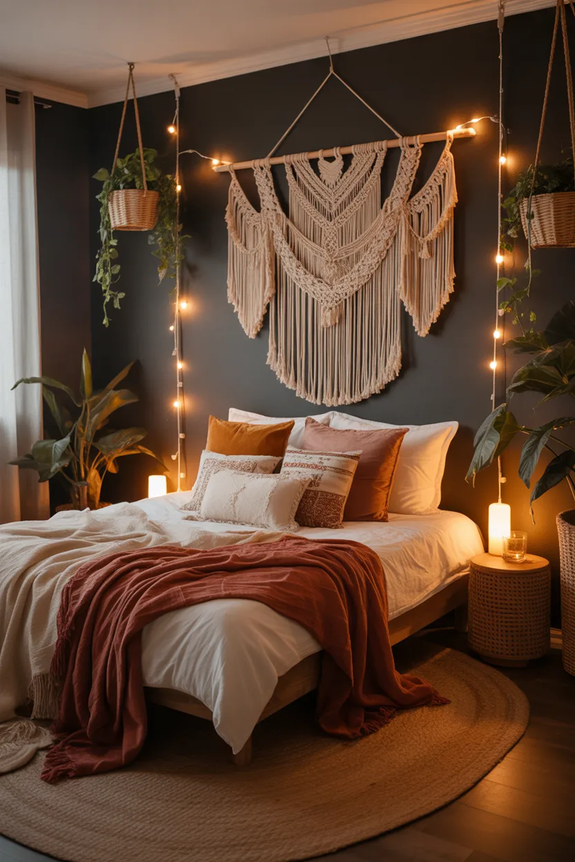 Cozy Dark Boho Bedroom Ideas