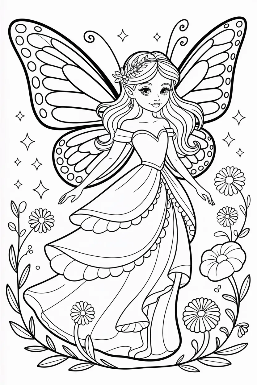 5 Princess fairy coloring pages free printable