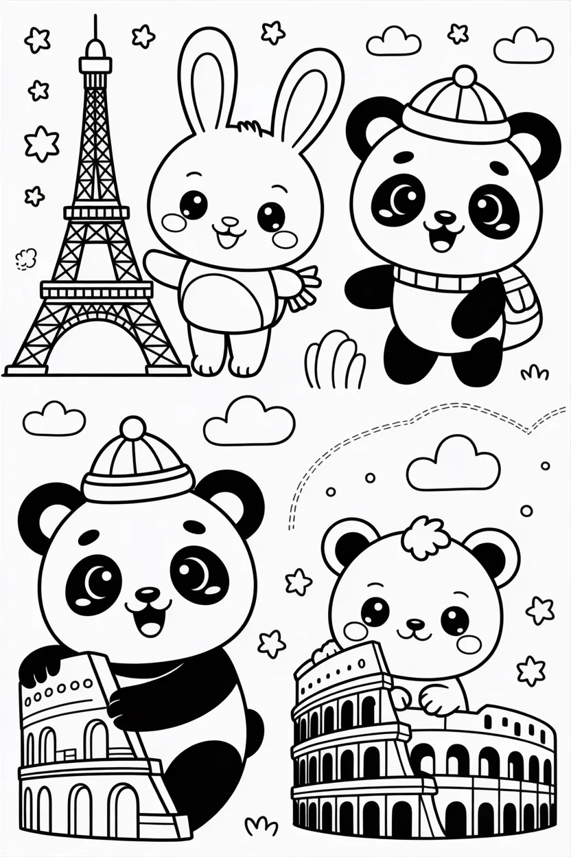 Kawaii animals coloring pages free printable