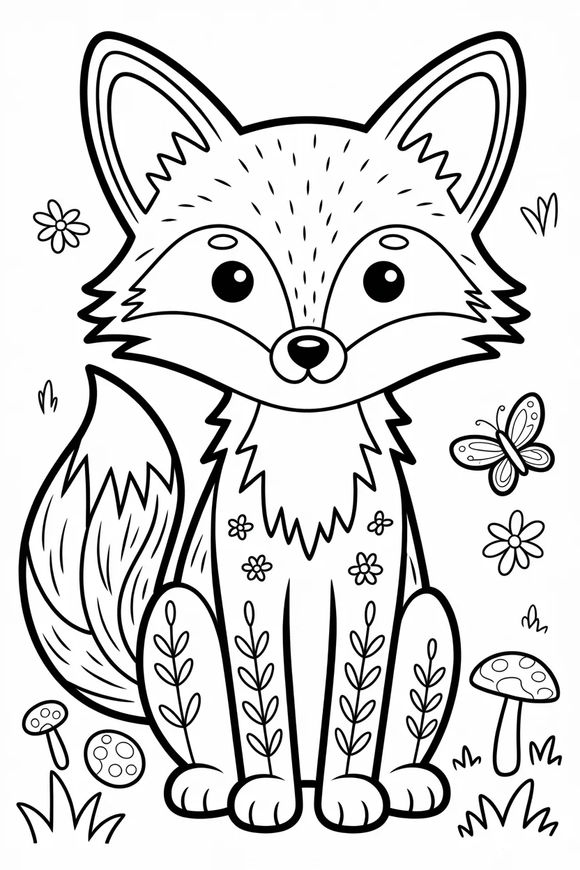 5 Fox coloring pages free printable