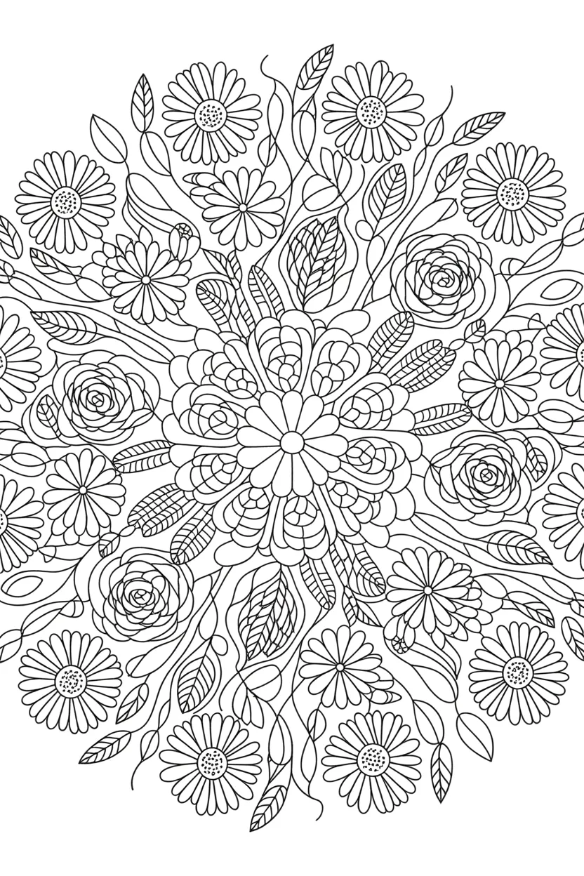 Floral mandala coloring pages