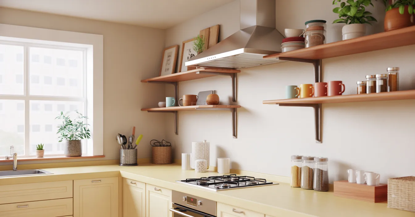 How Do Floating Shelves Improve Kitchen Wall Storage?