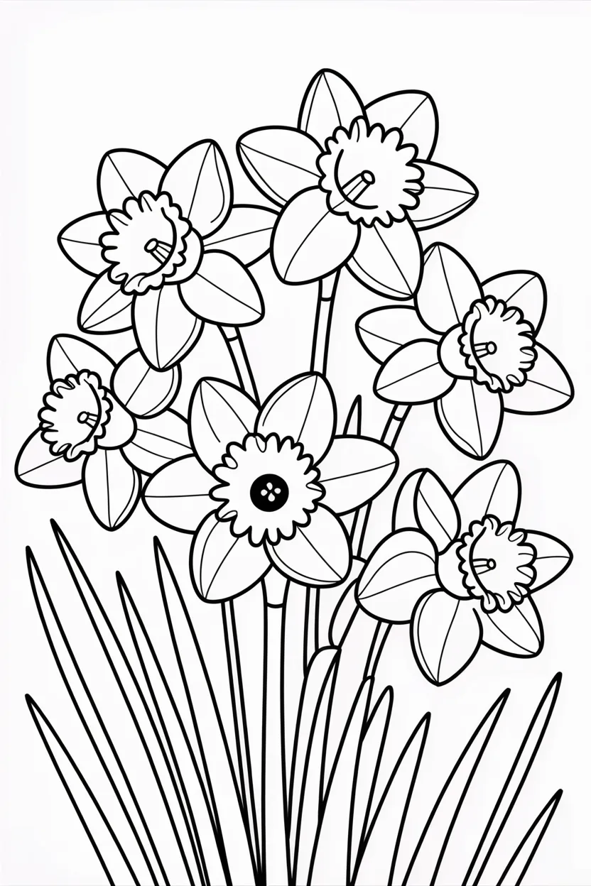 Daffodils coloring pages free printable