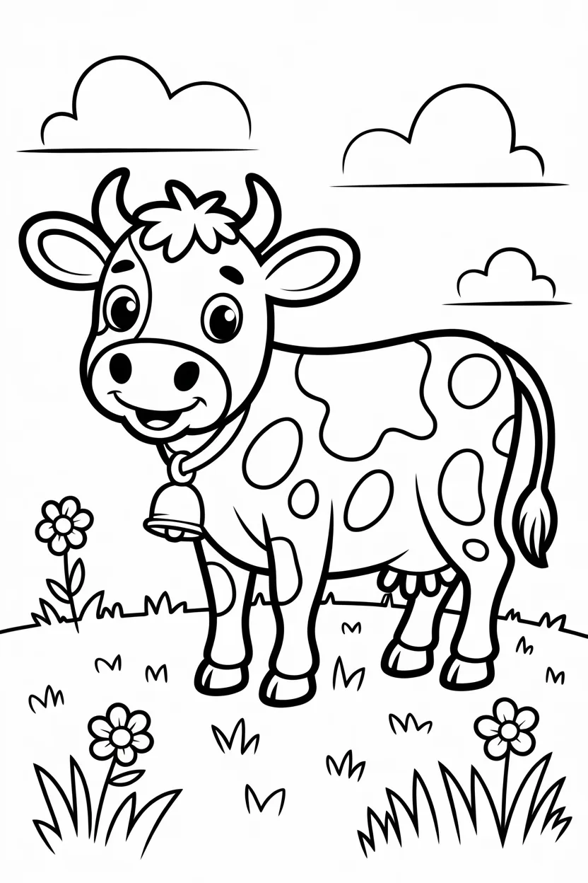 5 Cute Cow coloring pages free printable